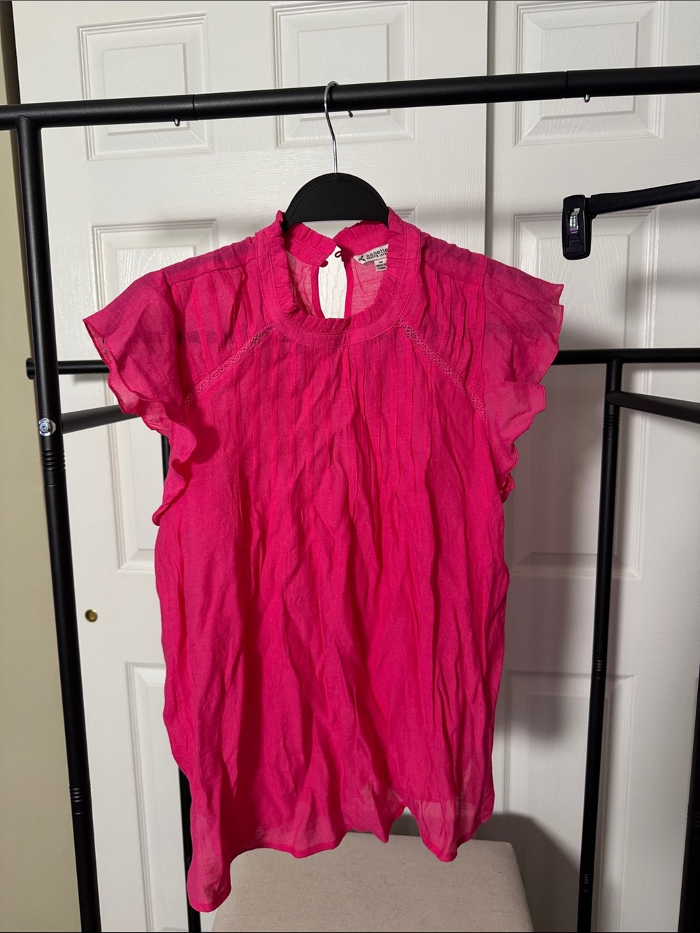 Nanette Lepore Hot Pink Flutter Sleeve Blouse